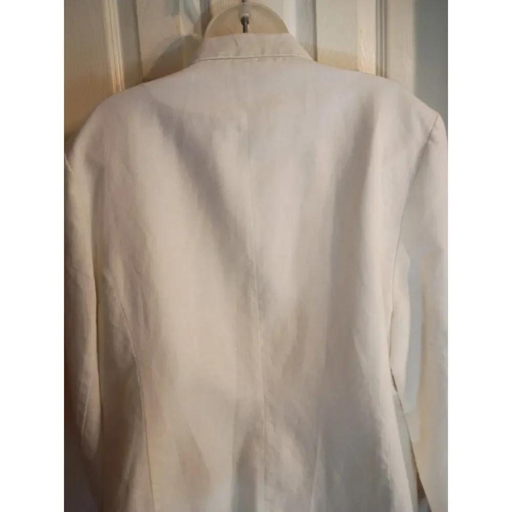 Paul Harris Design Linen Cotton Open Jacket White Zip Pockets Sz XL - Picture 5 of 10